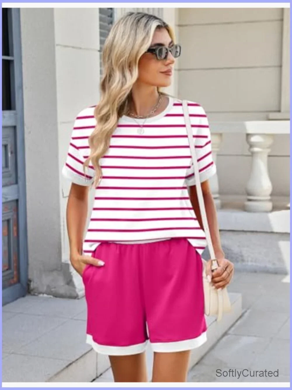 Womens 2 Piece Lounge Set Short Sleeve Matching Sets Soft Shorts with Pockets